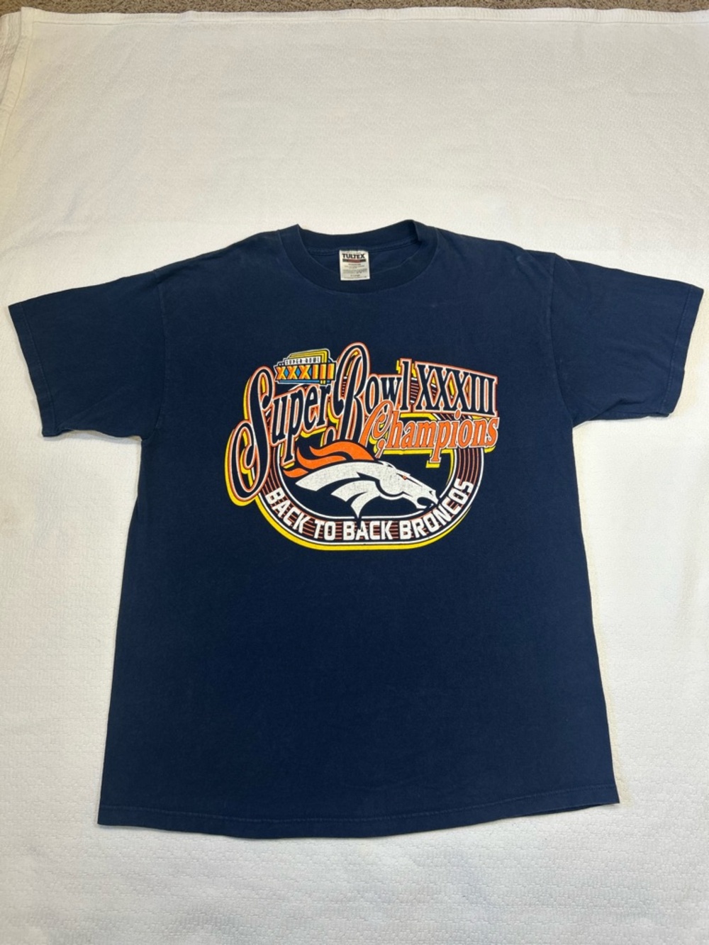 Vintage Denver Broncos Super Bowl 1998 1999 Champions Tee XL Tultex